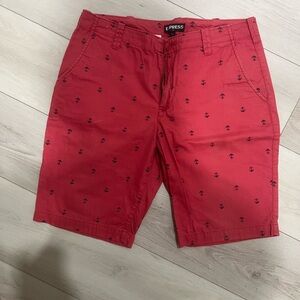 Express Red Anchor Print Men's Shorts